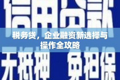 闵行税务贷，企业融资新选择与操作全攻略