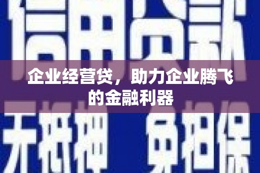 闵行企业经营贷，助力企业腾飞的金融利器
