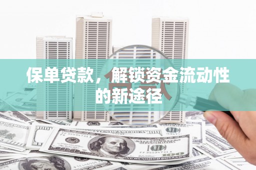 闵行保单贷款，解锁资金流动性的新途径