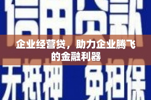 闵行企业经营贷，助力企业腾飞的金融利器