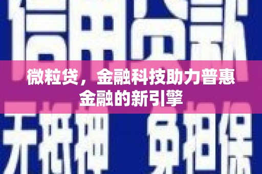闵行微粒贷，金融科技助力普惠金融的新引擎