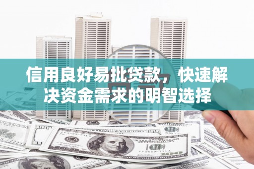 闵行信用良好易批贷款，快速解决资金需求的明智选择