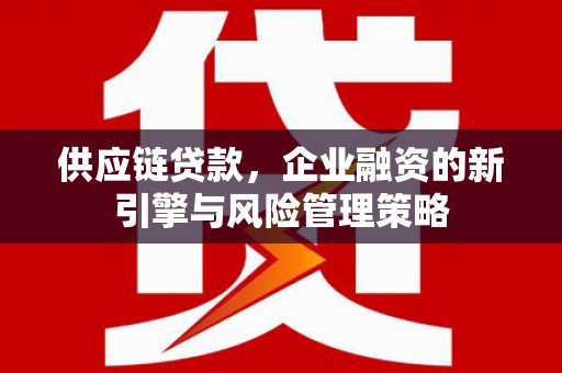 闵行供应链贷款，企业融资的新引擎与风险管理策略