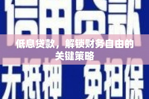 闵行低息贷款，解锁财务自由的关键策略