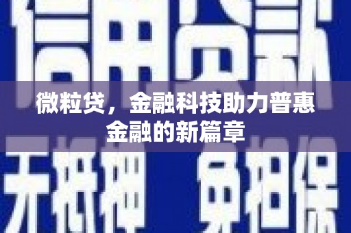 闵行微粒贷，金融科技助力普惠金融的新篇章